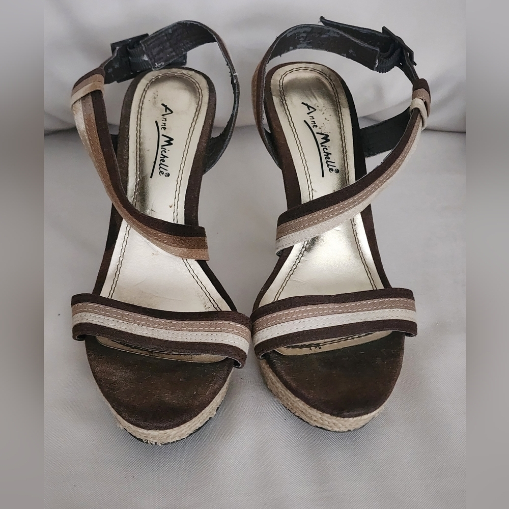 Anne Michelle Brown Women's Strap Heels Sz 7.5